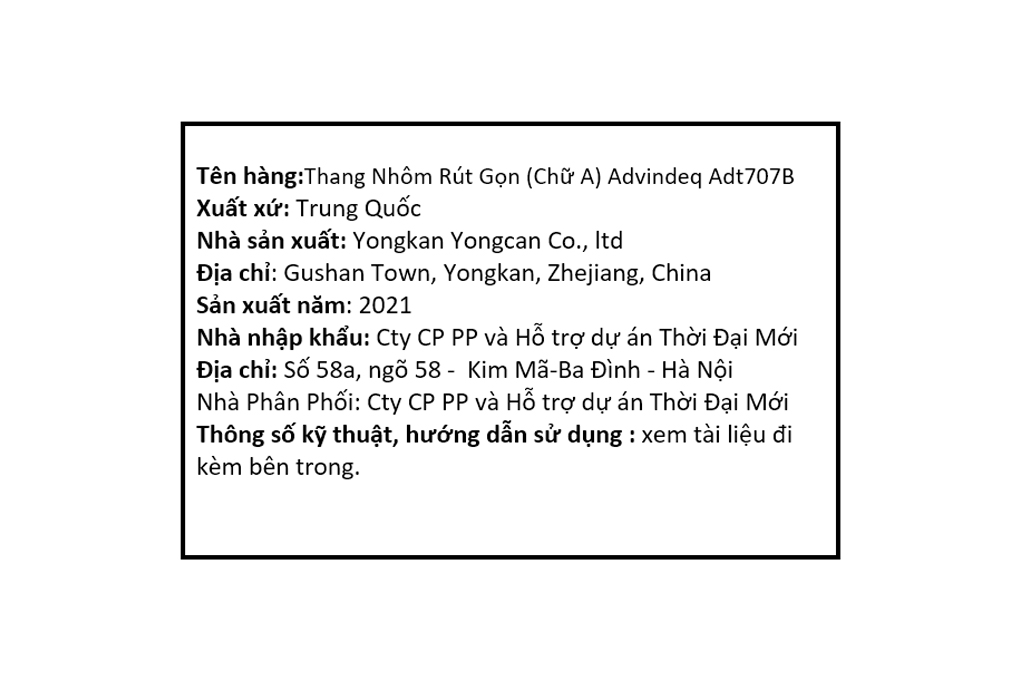 Thang Nhôm Rút Gọn (Chữ A) Advindeq ADT707B
