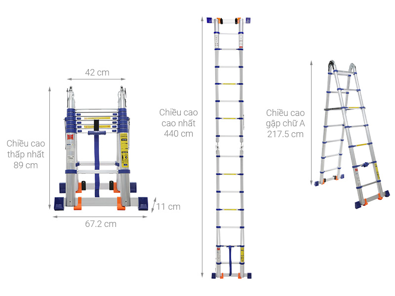 Thang nhôm rút đôi 8 x 2 bậc Advindeq ADT707BN