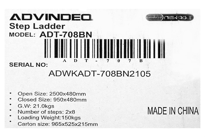Thang nhôm rút đôi 8 x 2 bậc Advindeq ADT708BN Màu Xám