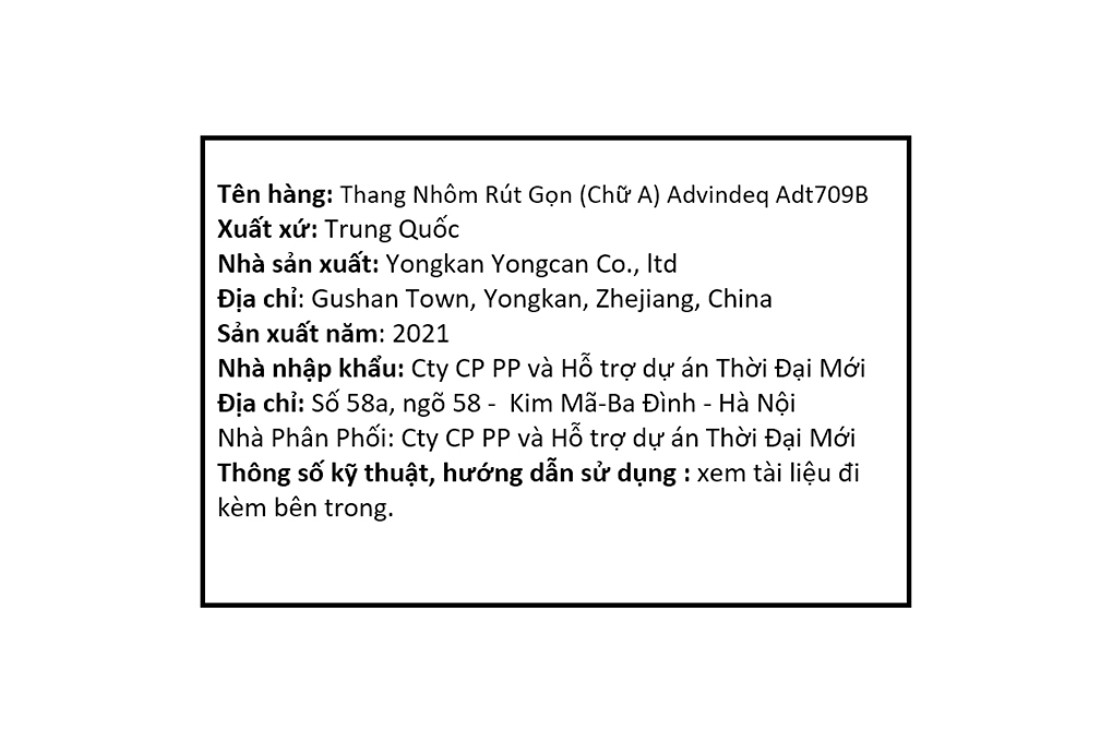 Thang Nhôm Rút Gọn (Chữ A) Advindeq ADT709B