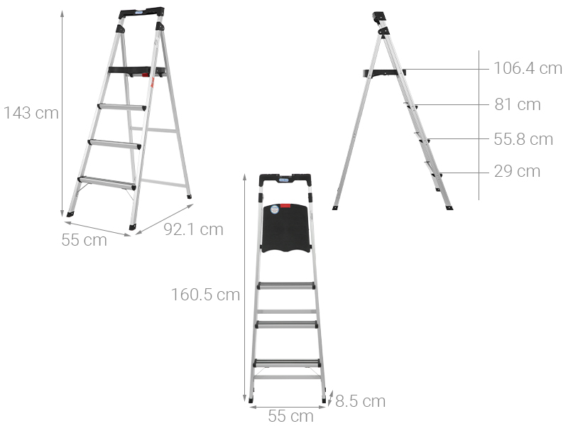 Thang nhôm ghế 4 bậc Sumo ADS-604