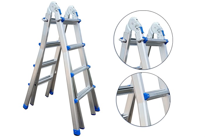 Thang nhôm gấp và rút chữ A 4 x 4 bậc Advindeq AML44W Màu Bạc