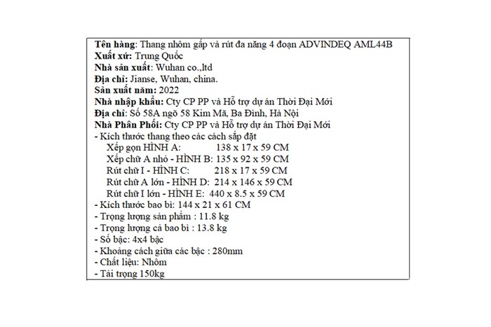 Thang nhôm gấp và rút chữ A 4 x 4 Advindeq AML44B Màu Đen