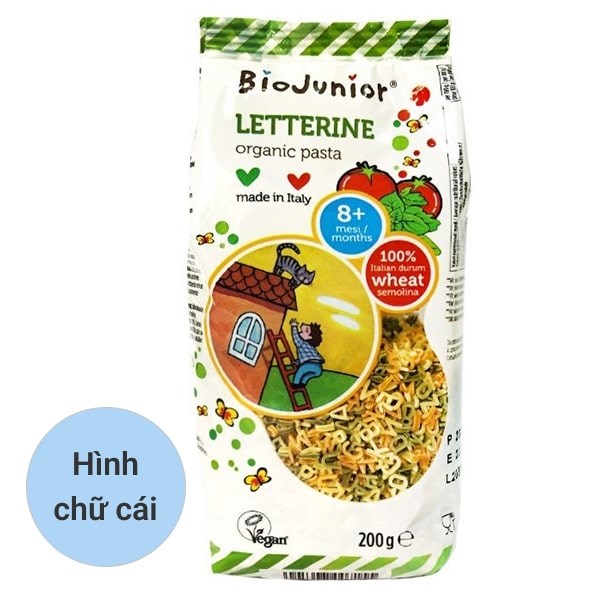 Nui Ăn Dặm Hữu Cơ Rau Củ Biojunior Hình Chữ Cái 200G (Từ 8 Tháng)