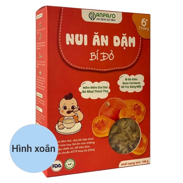 Nui Ăn Dặm Bí Đỏ Anpaso Hình Xoắn 150G (Từ 6 Tháng)