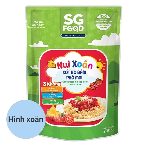 Nui Ăn Dặm Xốt Bò Bằm, Phô Mai Sg Food Hình Xoắn 200G (Từ 1 Tuổi)