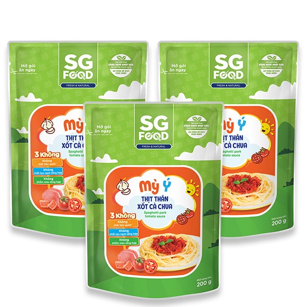 Combo 3 Gói Mì Ý Ăn Dặm Thịt Thăn Xốt Cà Chua Sg Food 200G (Từ 1 Tuổi)