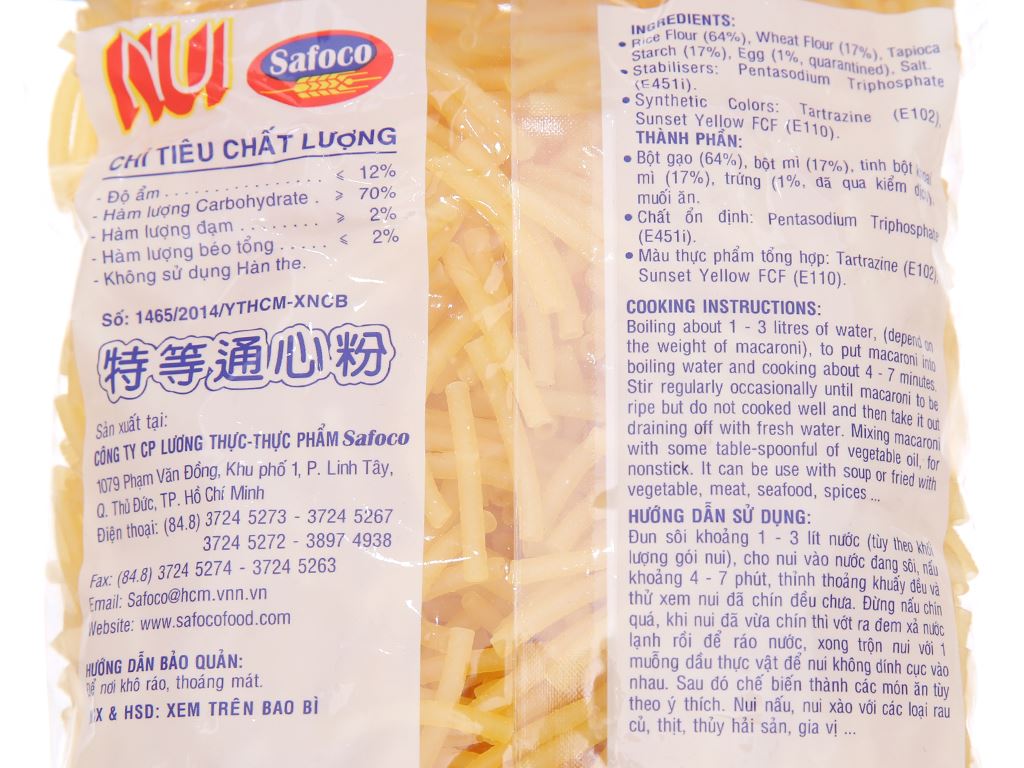 Nui ống nhỏ Macaroni Safoco gói 500g tại Bách hóa XANH