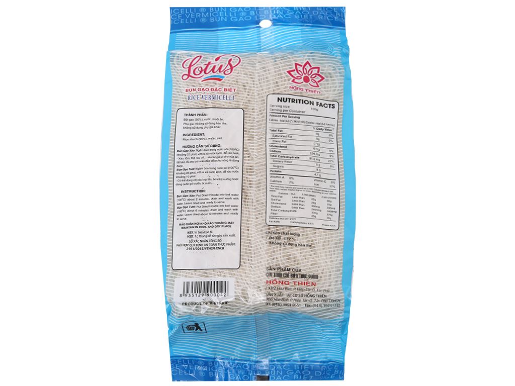 Bún gạo khô Lotus gói 400g 3