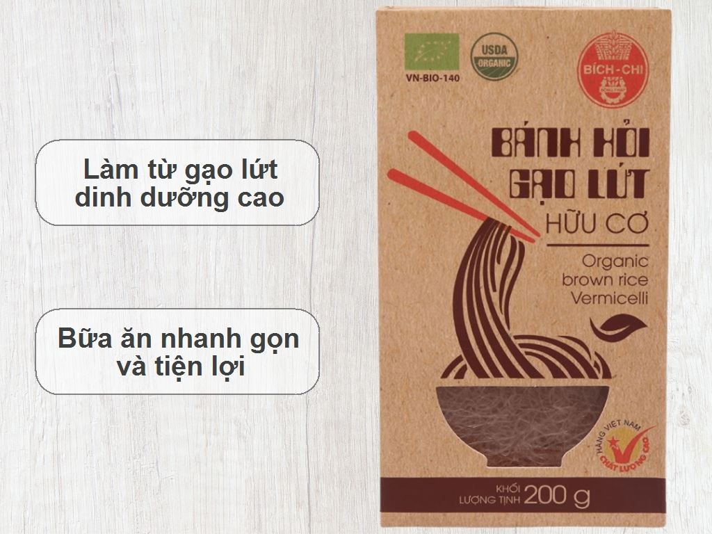Bánh hỏi gạo lứt hữu cơ Bích Chi hộp 200g 2