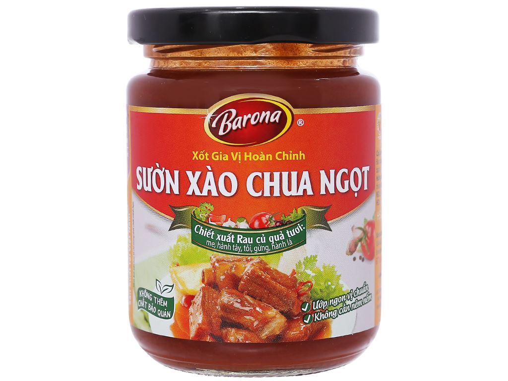 Xốt gia vị hoàn chỉnh sườn xào chua ngọt Barona hũ 260g 1