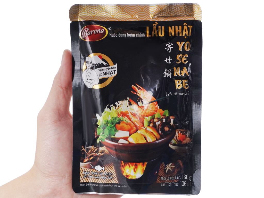 Nước dùng hoàn chỉnh lẩu Nhật Yosenabe Barona gói 160g 4