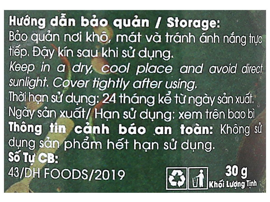 Hạt dổi Dh Food Natural hũ 30g 5
