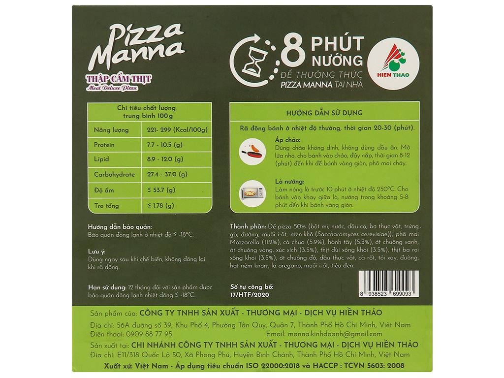 Pizza thập cẩm thịt Manna 120g 2