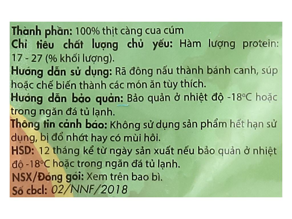 Thịt càng cua cúm đông lạnh Ngon Ngon khay 200g 3