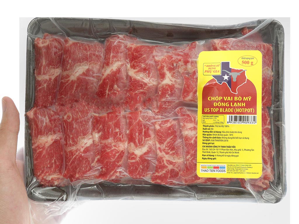 Thịt chóp vai bò Mỹ Hot Pot Thảo Tiến Foods khay 500g 6