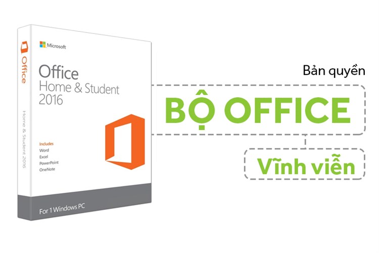 Office Home & Student 2016 for PC vĩnh viễn 1 máy All languages