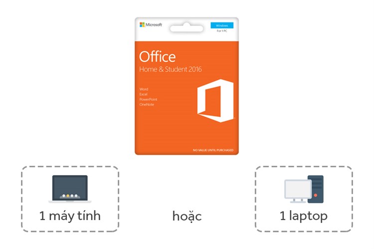 Office Home & Student 2016 for PC vĩnh viễn 1 máy All languages