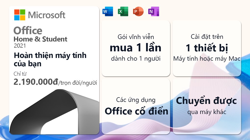 Microsoft Office Home & Student 2021 chính hãng (Vĩnh viễn, 1 thiết bị Windows/Mac)