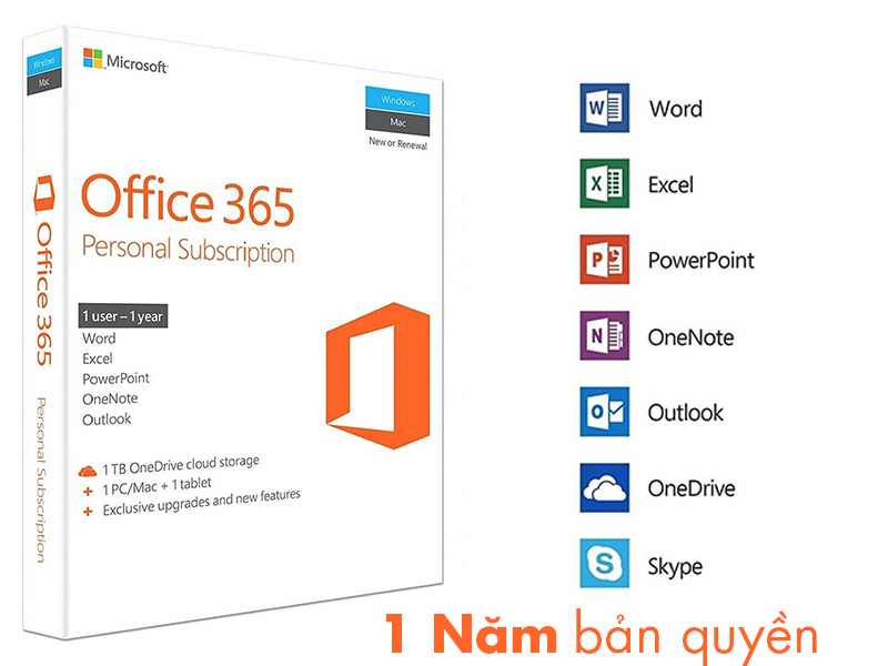 Office 365 Persional 32/64bit bản quyền cho Win/Mac giá tốt
