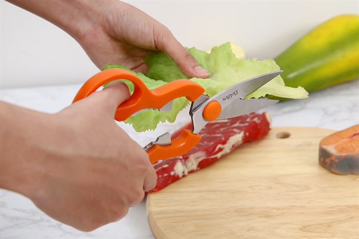 Kéo nhà bếp đa năng thép không gỉ 2Cr13 Delites S53014 Màu Cam