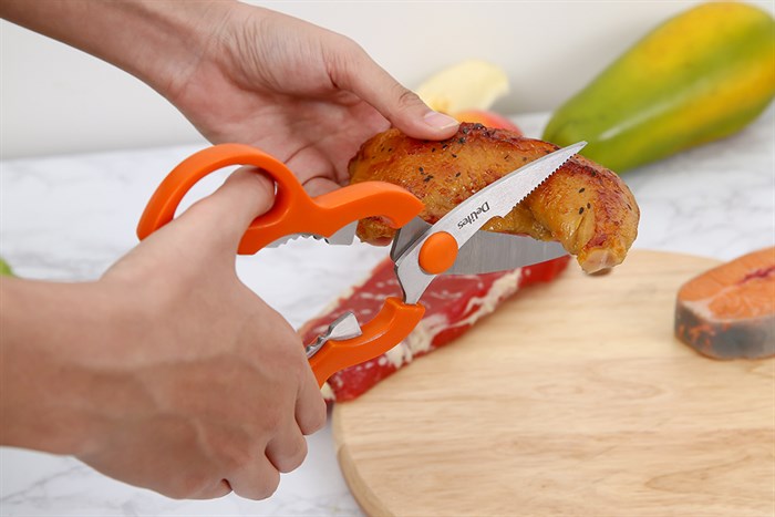 Kéo nhà bếp đa năng thép không gỉ 2Cr13 Delites S53014 Màu Cam