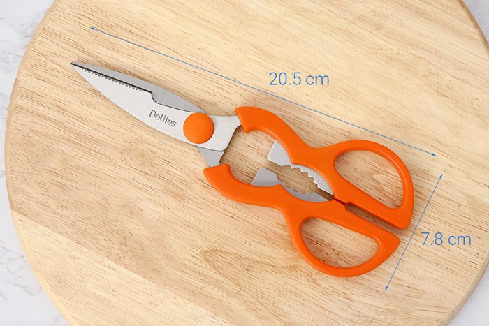 Kéo nhà bếp đa năng thép không gỉ 2Cr13 Delites S53014 Màu Cam