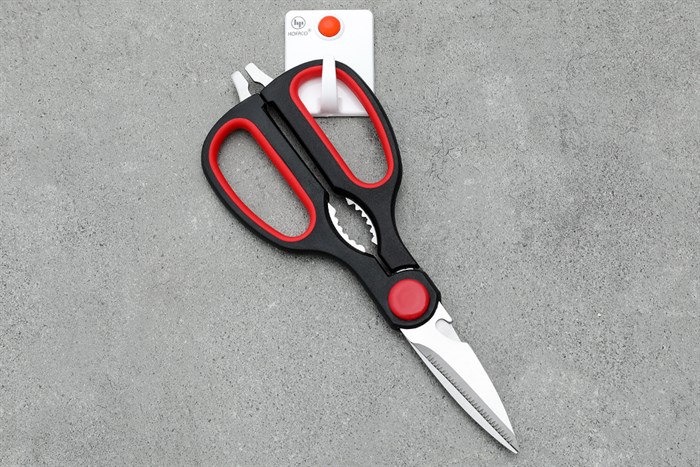 Kéo nhà bếp đa năng thép không gỉ 2Cr13 Delites LD-992C Màu Đen - Đỏ