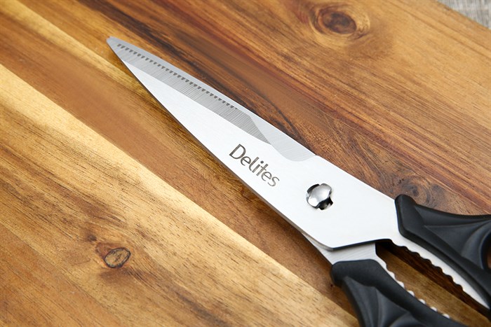 Kéo nhà bếp đa năng thép không gỉ 2Cr13 Delites SSKI022 Màu Đen - Đỏ