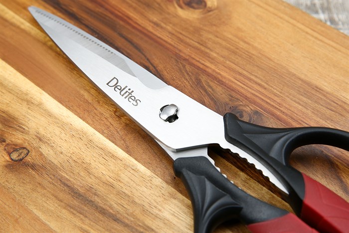 Kéo nhà bếp đa năng thép không gỉ 2Cr13 Delites SSKI022 Màu Đen - Đỏ