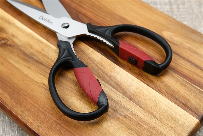 Kéo nhà bếp đa năng thép không gỉ 2Cr13 Delites SSKI022 Màu Đen - Đỏ