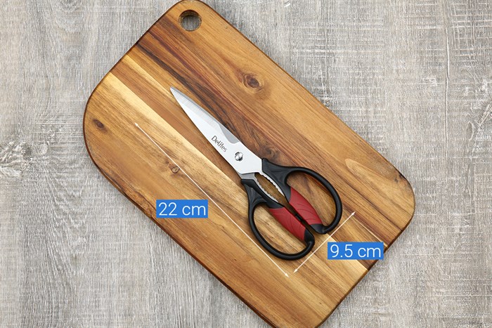 Kéo nhà bếp đa năng thép không gỉ 2Cr13 Delites SSKI022 Màu Đen - Đỏ