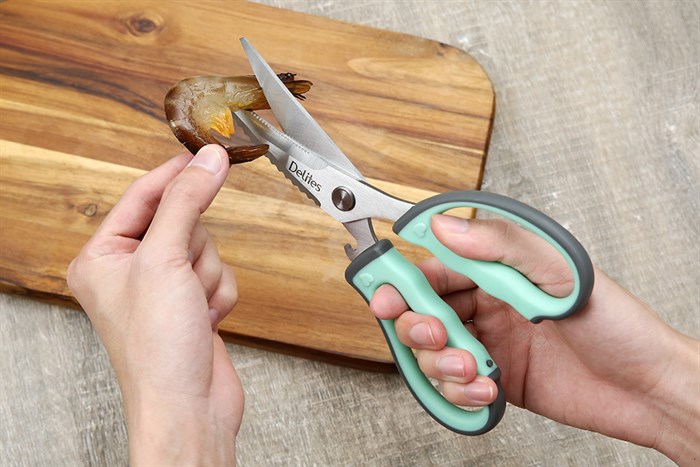 Kéo nhà bếp đa năng thép không gỉ 2Cr13 Delites SKI099 Màu Xanh Dương - Xám