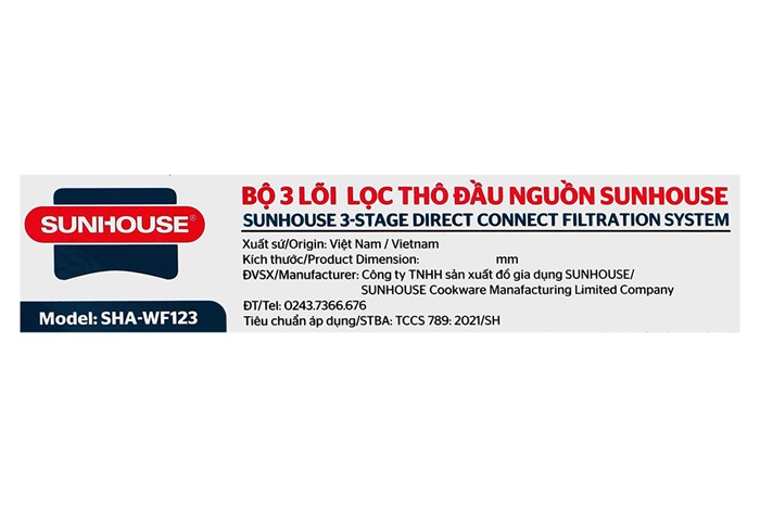 Bộ cốc lọc đầu nguồn Sunhouse SHA-WF123 Màu Trắng - Xanh