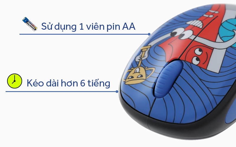 Chuột không dây Logitech M238 Giày Xanh - Thời gian sử dụng pin Chuột không dây Logitech M238 Giày Xanh - Thời gian sử dụng pin