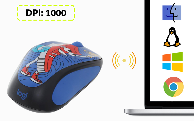 Chuột không dây Logitech M238 Giày Xanh - Độ nhạy DPI 1000, tương thích rất tốt với nhiều hệ điều hành khác nhau Chuột không dây Logitech M238 Giày Xanh - Độ nhạy DPI 1000, tương thích rất tốt với nhiều hệ điều hành khác nhau