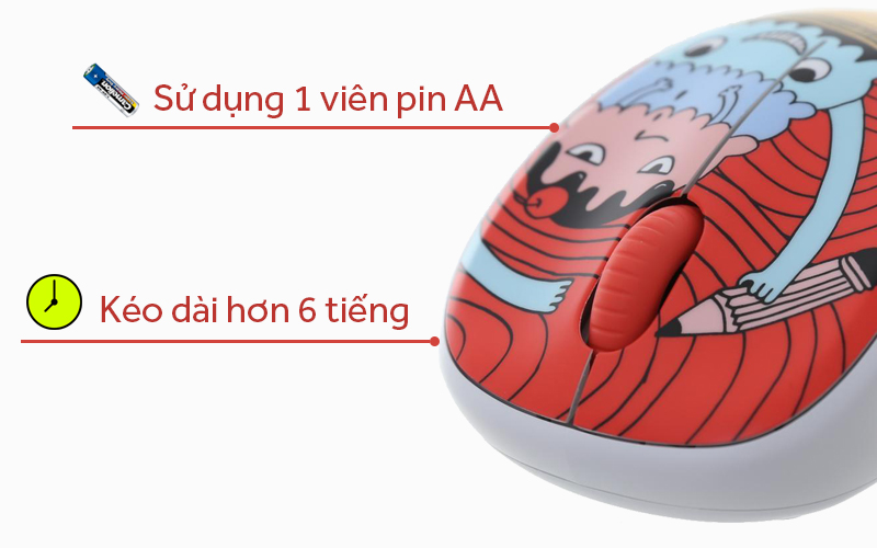 Chuột không dây Logitech M238 Kem đỏ - Thời gian sử dụng pin Chuột không dây Logitech M238 Kem đỏ - Thời gian sử dụng pin