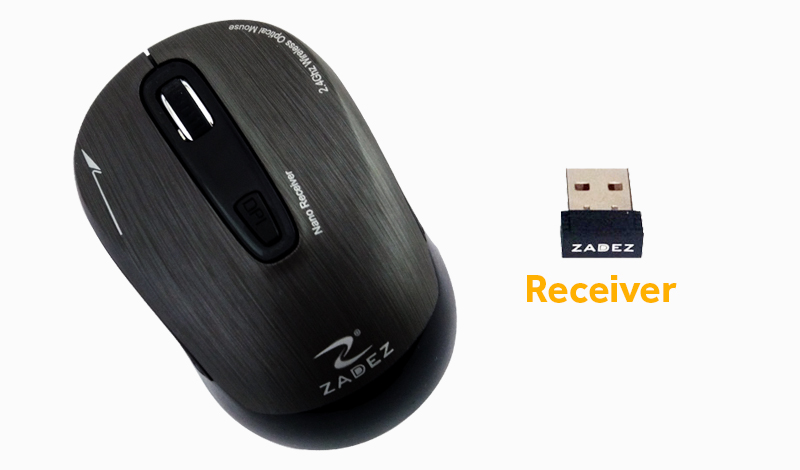 Chuột không dây Zadez M325 - Cắm receiver vào nối máy tính để sử dụng