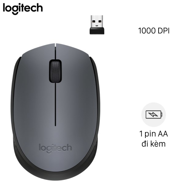 Chuột không dây Logitech M170 Đen