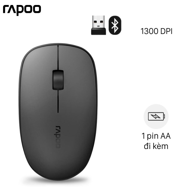 Chuột Không dây Bluetooth Rapoo T200 Đen xám