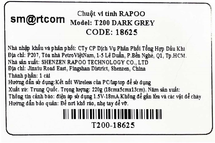 Chuột Không dây Bluetooth Rapoo T200 Đen xám Màu Đen