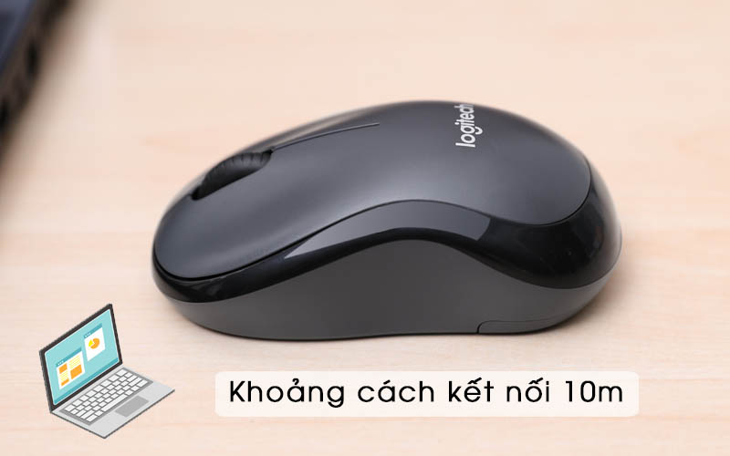 Chuột không dây Logitech Silent M220 Đen khoang cach 10m