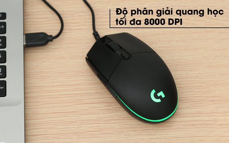 Chuột Gaming Logitech G102 Đen có độ phân giải 8000 DPI