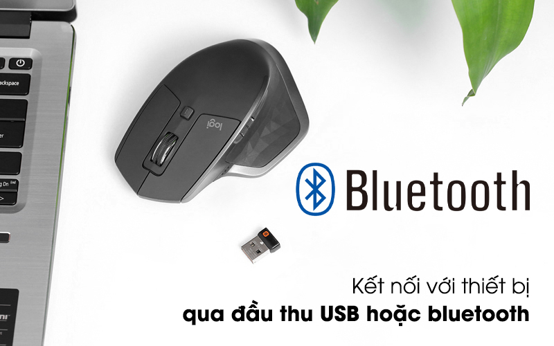 Kết nối với thiết bị qua đầu thu USB hoặc qua bluetooth - Chuột không dây Logitech MX Master 2S Đen