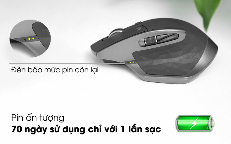 Chỉ một lần sạc đầy sử dụng được đến 70 ngày - Chuột không dây Logitech MX Master 2S Đen