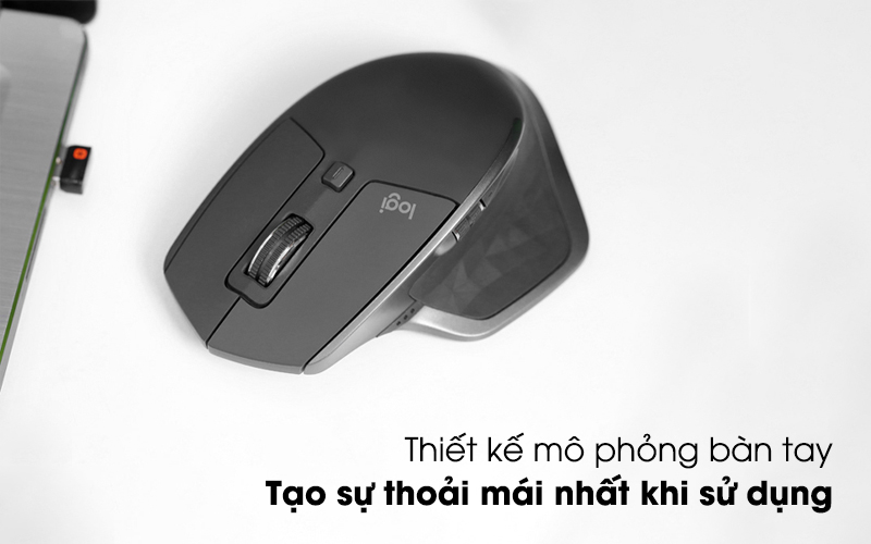 Thiết kế tối ưu cho sự thoải mái - Chuột không dây Logitech MX Master 2S Đen