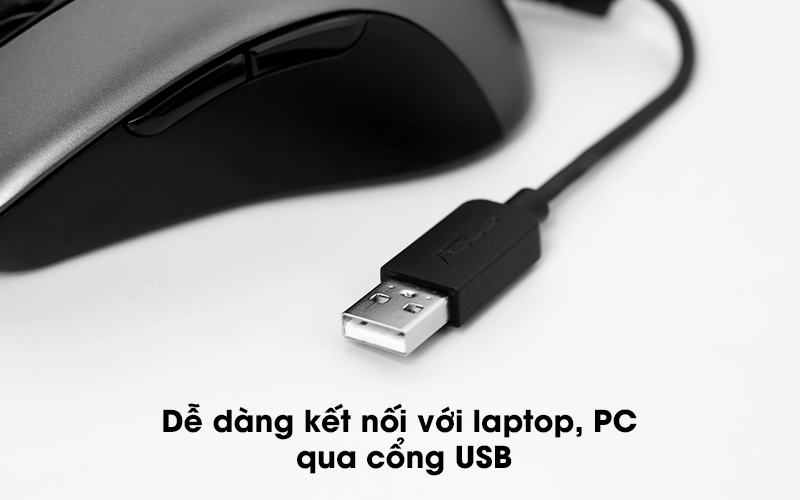 Dễ dàng kết nối vs laptop, PC qua cổng USB - Chuột Gaming Asus TUF M3 Đen