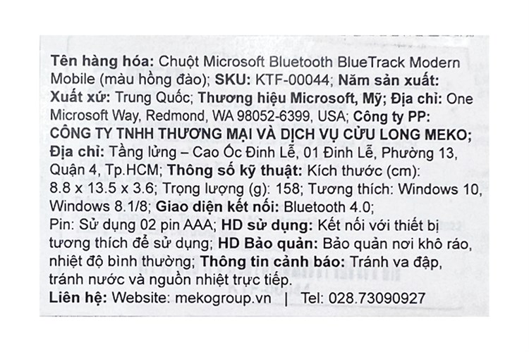 Chuột Bluetooth Microsoft Modern Mobile KTF Màu Hồng đào