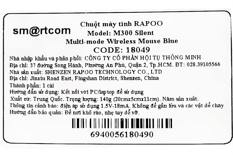 Chuột Bluetooth Silent Rapoo M300 Màu Xanh Dương