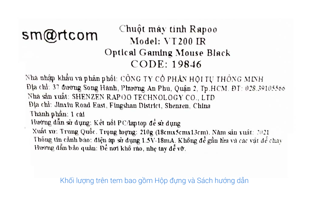 Chuột Có dây Gaming Rapoo VT200 Màu Đen